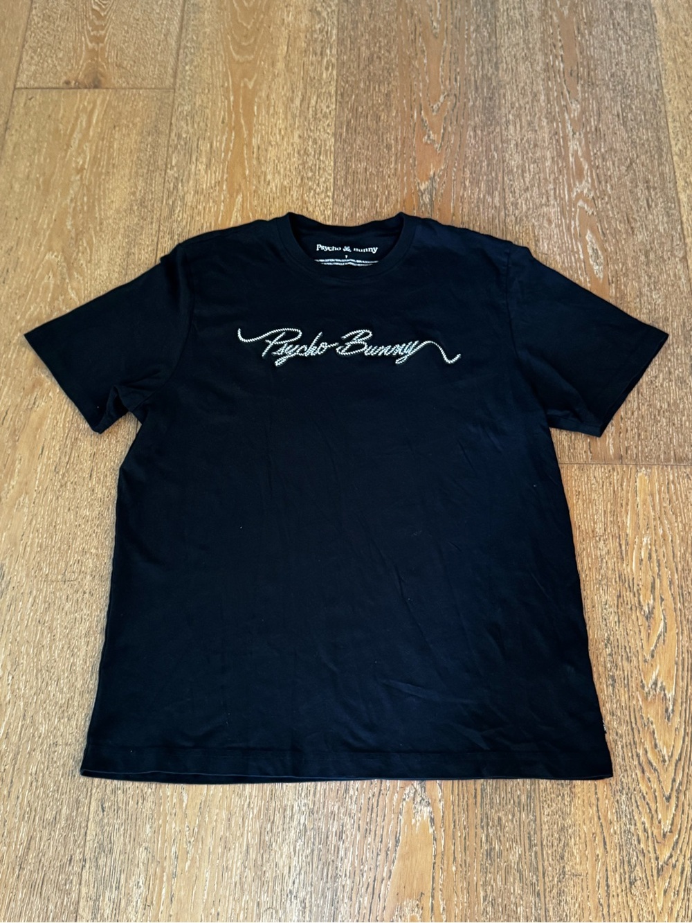 Psycho Bunny Cyrus Wordmark Tee XL 7 Black Pima Cotton Embroidered Logo Shirt